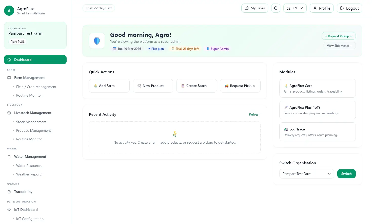 AgroFlux platform preview